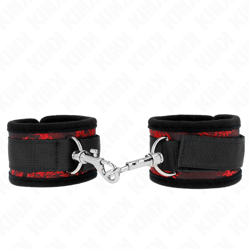 Imagen que nos facilita KINK WRIST RESTRAINT de su producto erótico KINK - MUÑEQUERAS DISEÑO ESCÁNDALO ROJO-NEGRO para nuestra categoría "BDSM & BONDAGE |Bondage|Esposas de fijación".