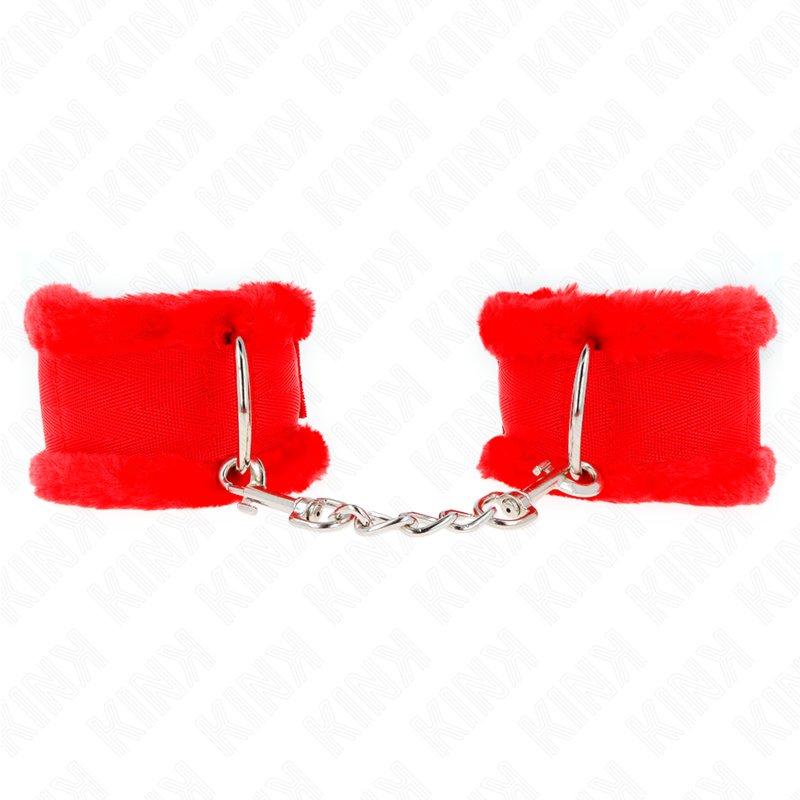 Imagen que nos facilita KINK WRIST RESTRAINT de su producto erótico KINK - MUÑEQUERAS FORRADA ROJO AJUSTABLE 17-31 CM X 7 CM para nuestra categoría "BDSM & BONDAGE |Bondage|Esposas de fijación".