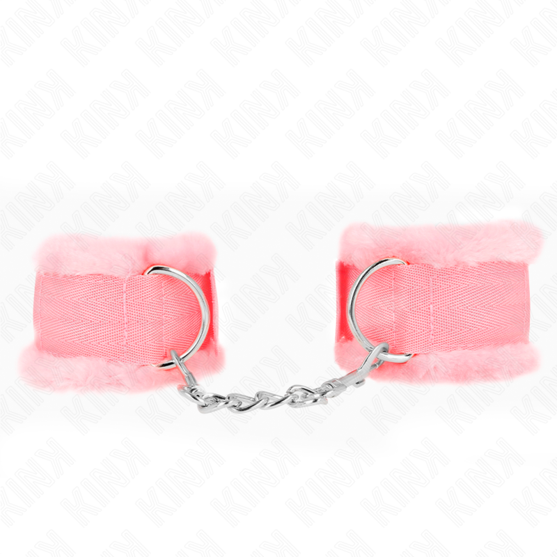 Imagen que nos facilita KINK WRIST RESTRAINT de su producto erótico KINK - MUÑEQUERAS FORRADA ROSA AJUSTABLE 17-31 CM X 7 CM para nuestra categoría "BDSM & BONDAGE |Bondage|Esposas de fijación".