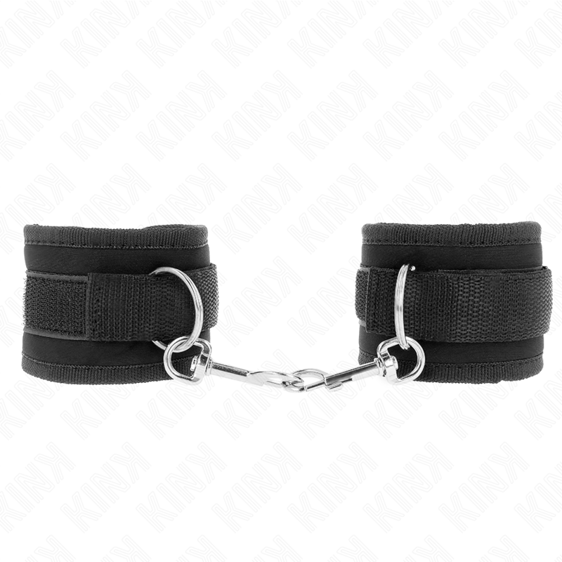 Imagen que nos facilita KINK WRIST RESTRAINT de su producto erótico KINK - MUÑEQUERAS NYLON NEGRO MODELO 2 AJUSTABLE 18-35 CM X 6 CM para nuestra categoría "BDSM & BONDAGE |Bondage|Esposas de fijación".