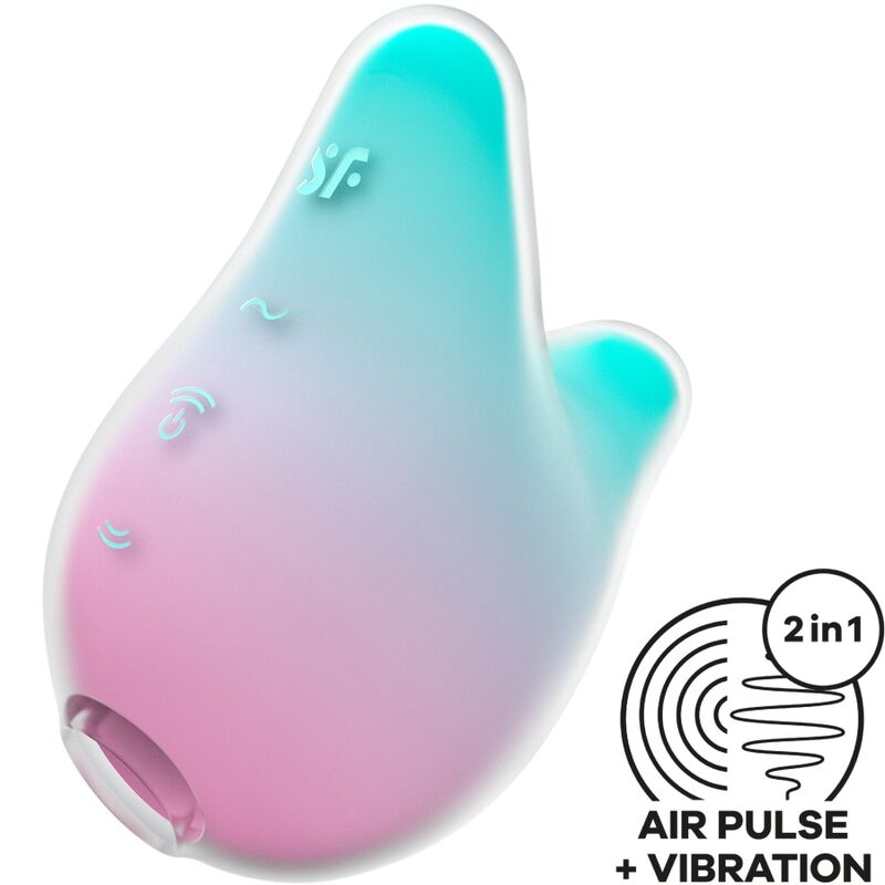 Imagen que nos facilita SATISFYER AIR PULSE de su producto erótico SATISFYER - MERMAID VIBES ESTIMULADOR & VIBRADOR MENTA Y ROSA para nuestra categoría "JUGUETES BIENESTAR |Juguetes para Mujeres|Estimuladores|Succionadores con vibración".