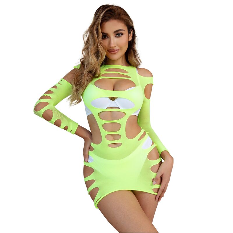 Imagen que nos facilita SUBBLIME DRESSES de su producto erótico SUBBLIME - 952280 VESTIDO DE REJILLA ELSTICO MANGA LARGA VERDE TALLA ÚNICA para nuestra categoría "MODA & LENCERÍA|Lencería Mujer|Lencería Picante|Vestidos Sexys".