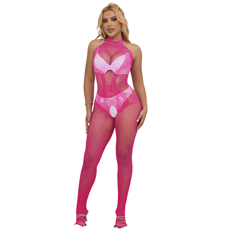 Imagen que nos facilita SUBBLIME BODYSTOCKINGS de su producto erótico SUBBLIME - 952389 BODYSTOCKING CROTCHLESS DE REJILLA Y ENCAJE CON CUELLO ALTO ROSA TALLA ÚNICA para nuestra categoría "MODA & LENCERÍA|Lencería Mujer|Lencería Picante|Bodystocking".