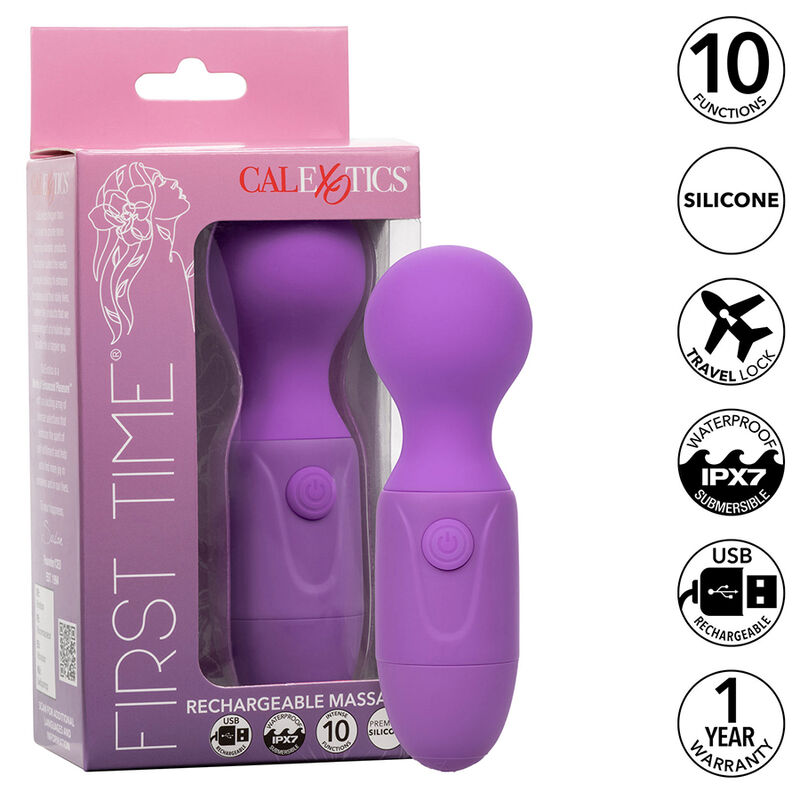 Imagen que nos facilita CALEXOTICS de su producto erótico CALEXOTICS - FIRST TIME MASAJEADOR RECARGABLE 10 VIBRACIONES VIOLETA para nuestra categoría "JUGUETES BIENESTAR |Vibradores|Vibrador WAND".