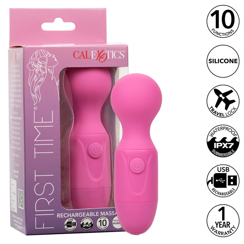 Imagen que nos facilita CALEXOTICS de su producto erótico CALEXOTICS - FIRST TIME MASAJEADOR RECARGABLE 10 VIBRACIONES ROSA para nuestra categoría "JUGUETES BIENESTAR |Vibradores|Vibrador WAND".