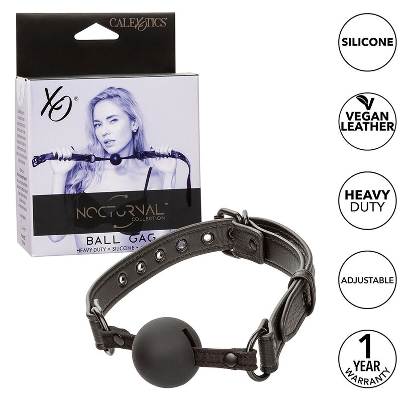 Imagen que nos facilita CALEXOTICS de su producto erótico CALEXOTICS - NOCTURNAL MORDAZA DE BOLA SILICONA NEGRO para nuestra categoría "BDSM & BONDAGE |Bondage|Mordazas".