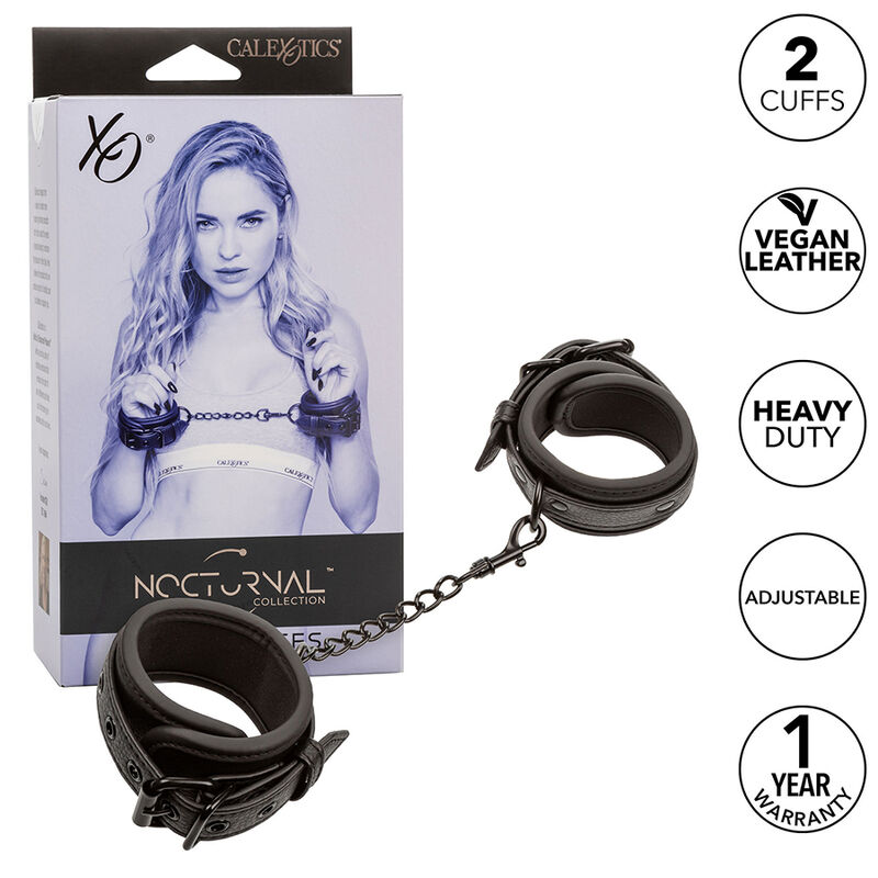 Imagen que nos facilita CALEXOTICS de su producto erótico CALEXOTICS - NOCTURNAL ESPOSAS CUERO AJUSTABLE NEGRO para nuestra categoría "BDSM & BONDAGE |Bondage|Esposas".