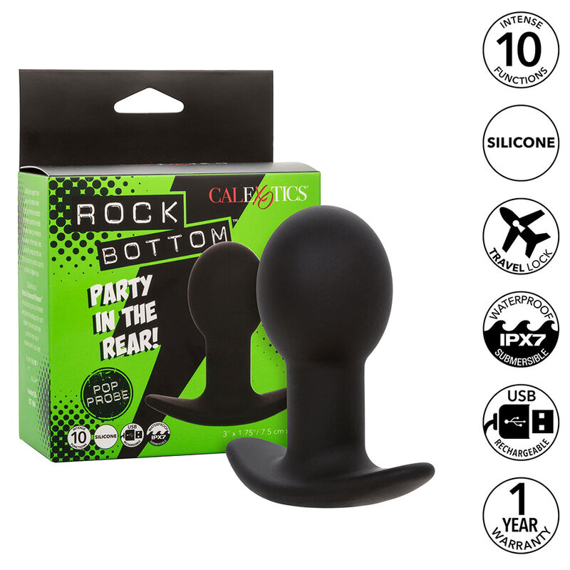 Imagen que nos facilita CALEXOTICS de su producto erótico CALEXOTICS - ROCK BOTTOM PLUG ANAL 10 VIBRACIONES SILICONA NEGRO para nuestra categoría "JUGUETES BIENESTAR |Anal|Plugs Anales".