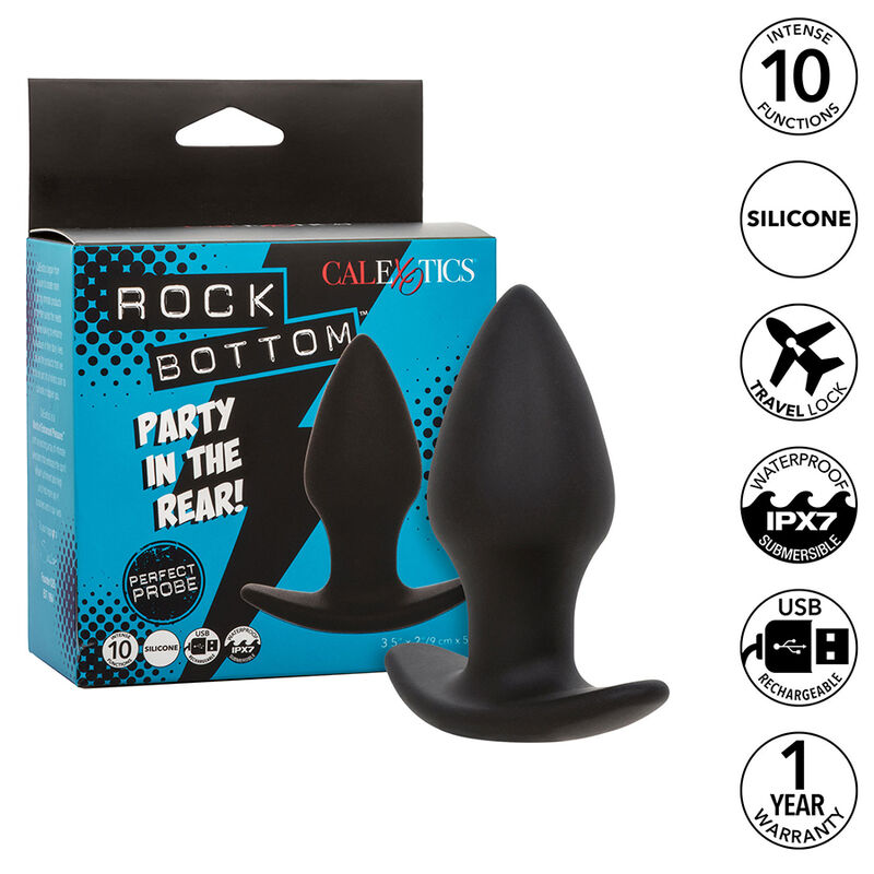 Imagen que nos facilita CALEXOTICS de su producto erótico CALEXOTICS - ROCK BOTTOM PERFECT PLUG ANAL 10 VIBRACIONES SILICONA NEGRO para nuestra categoría "JUGUETES BIENESTAR |Anal|Plugs Anales".