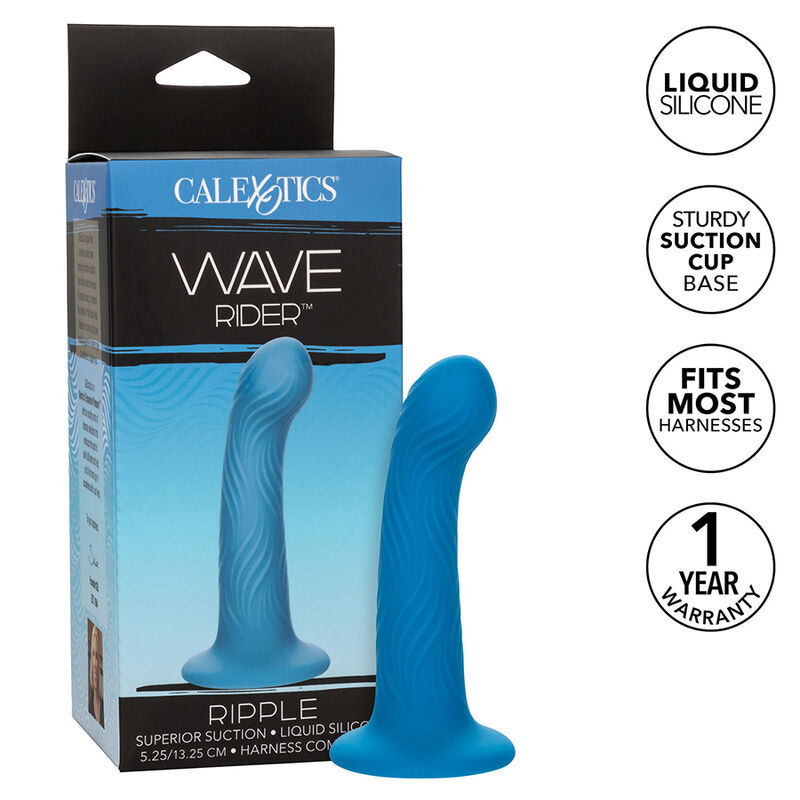 Imagen que nos facilita CALEXOTICS de su producto erótico CALEXOTICS - WAVE RIDER RIPPLE PLUG ANAL AZUL para nuestra categoría "JUGUETES BIENESTAR |Anal|Plugs Anales".