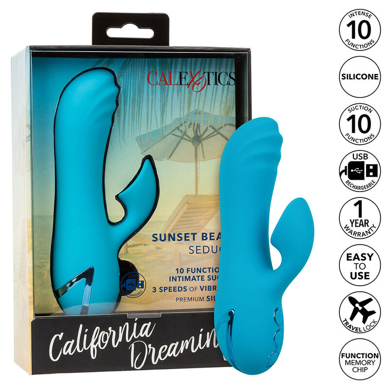 Imagen que nos facilita CALEXOTICS de su producto erótico CALEXOTICS - SUNSET BEACH SEDUCER VIBRADOR Y ESTIMULADOR 10 FUNCIONES AZUL para nuestra categoría "JUGUETES BIENESTAR |Juguetes para Mujeres|Estimuladores|Succionadores con vibración".