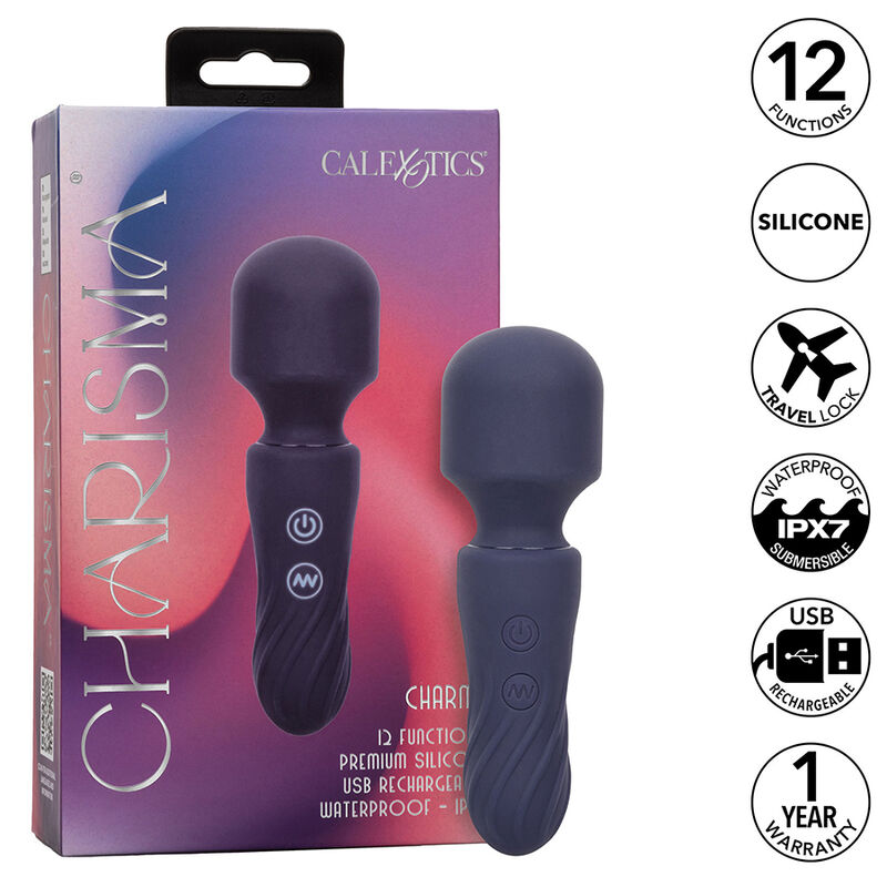 Imagen que nos facilita CALEXOTICS de su producto erótico CALEXOTICS - CHARISMA CHARM MASAJEADOR 12 FUNCIONES MORADO para nuestra categoría "JUGUETES BIENESTAR |Vibradores|Vibrador WAND".