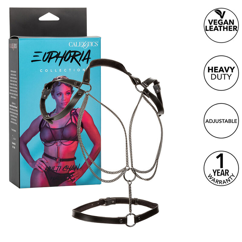 Imagen que nos facilita CALEXOTICS de su producto erótico CALEXOTICS - EUPHORIA ARNÉS ESTILO CABESTRO CON MÚLTIPLES CADENAS PREMIUM para nuestra categoría "BDSM & BONDAGE |Bondage|Arneses fijación".