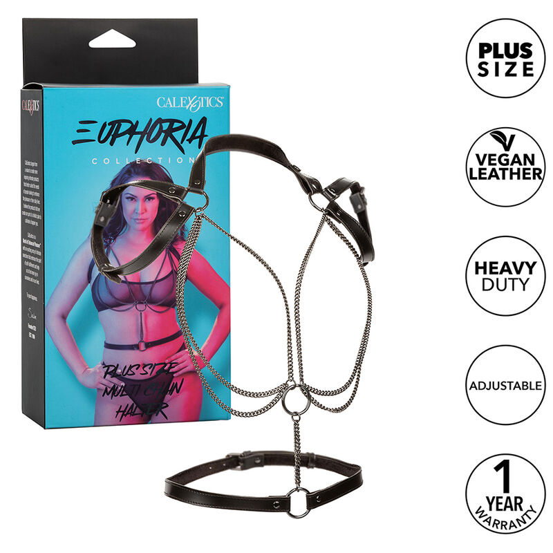 Imagen que nos facilita CALEXOTICS de su producto erótico CALEXOTICS - EUPHORIA ARNÉS ESTILO CABESTRO CON MÚLTIPLES CADENAS PREMIUM TALLA PLUS para nuestra categoría "BDSM & BONDAGE |Bondage|Arneses fijación".