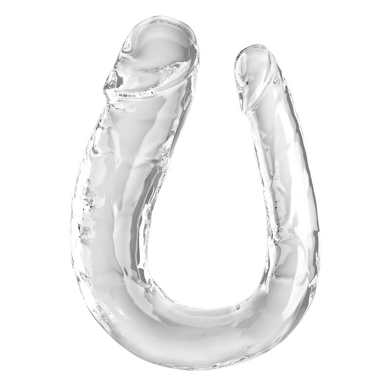 Imagen que nos facilita KING COCK de su producto erótico KING COCK - DOUBLE TROUBLE DILDO DOBLE 44 CM TRANSPARENTE para nuestra categoría "JUGUETES BIENESTAR |Dildos sin Vibración|Penes dobles".