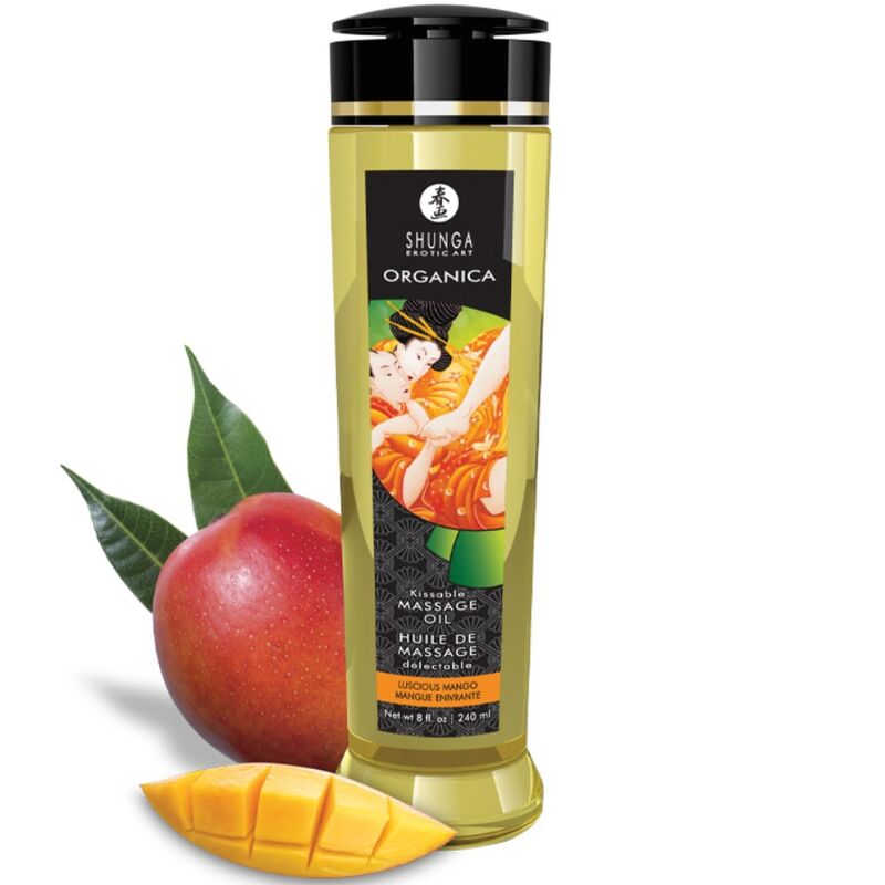 Imagen que nos facilita SHUNGA OILS de su producto erótico SHUNGA - ACEITE DE MASAJE ORGÁNICO MANGO 240 ML para nuestra categoría "DROGUERÍA |Para Masajes|Aceites con Sabores".