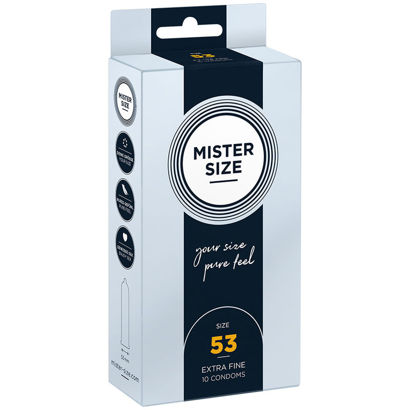 Imagen que nos facilita MISTER SIZE de su producto erótico MISTER SIZE - PRESERVATIVOS TALLA M 53 MM (10 UNIDADES) para nuestra categoría "PRESERVATIVOS |Todos los tamaños de cajas|Cajas de 4 a 24".