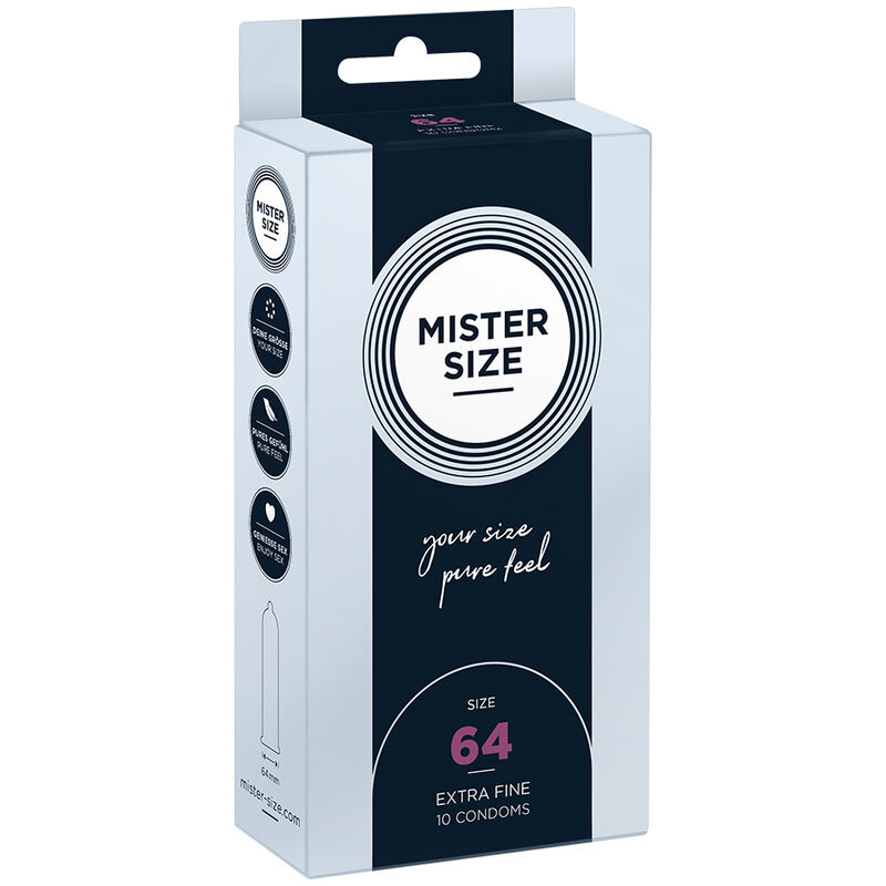 Imagen que nos facilita MISTER SIZE de su producto erótico MISTER SIZE - PRESERVATIVOS TALLA XXL 64 MM (10 UNIDADES) para nuestra categoría "PRESERVATIVOS |Todos los tamaños de cajas|Cajas de 4 a 24".