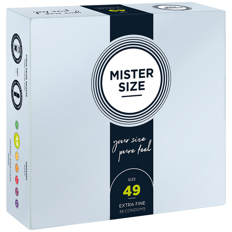 Imagen que nos facilita MISTER SIZE de su producto erótico MISTER SIZE - PRESERVATIVOS TALLA S 49 MM (36 UNIDADES) para nuestra categoría "PRESERVATIVOS |Todos los tamaños de cajas|Cajas de 30 a 288".