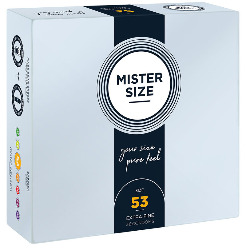 Imagen que nos facilita MISTER SIZE de su producto erótico MISTER SIZE - PRESERVATIVOS TALLA M 53 MM (36 UNIDADES) para nuestra categoría "PRESERVATIVOS |Todos los tamaños de cajas|Cajas de 30 a 288".