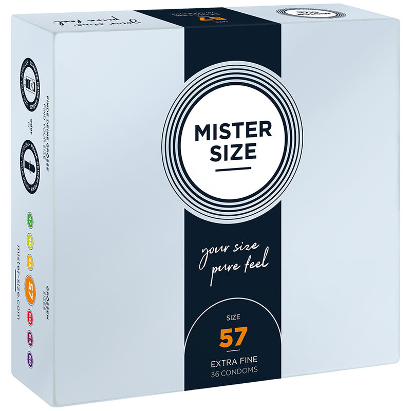 Imagen que nos facilita MISTER SIZE de su producto erótico MISTER SIZE - PRESERVATIVOS TALLA L 57 MM (36 UNIDADES) para nuestra categoría "PRESERVATIVOS |Todos los tamaños de cajas|Cajas de 30 a 288".