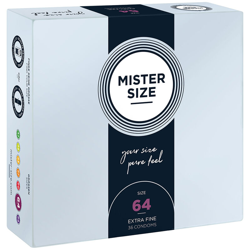 Imagen que nos facilita MISTER SIZE de su producto erótico MISTER SIZE - PRESERVATIVOS TALLA XXL 64 MM (36 UNIDADES) para nuestra categoría "PRESERVATIVOS |Todos los tamaños de cajas|Cajas de 30 a 288".