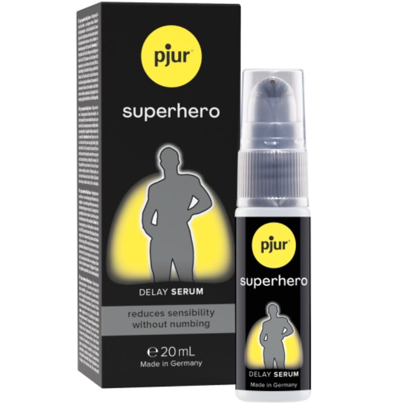 Imagen que nos facilita PJUR de su producto erótico PJUR - SUPERHERO SERUM RETARDANTE CONCENTRADO 20 ML para nuestra categoría "DROGUERÍA |Estimulantes para Ellos|Retardantes".