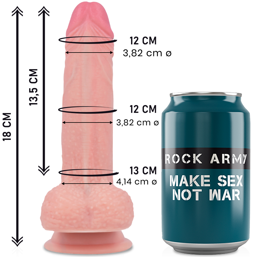 Imagen que nos facilita ROCK ARMY de su producto erótico ROCKARMY - MUSTANG DILDO REALISTICO LIQUID SILICONE 18 CM -O- 4.14 CM para nuestra categoría "JUGUETES BIENESTAR |Dildos sin Vibración|Penes realisticos".