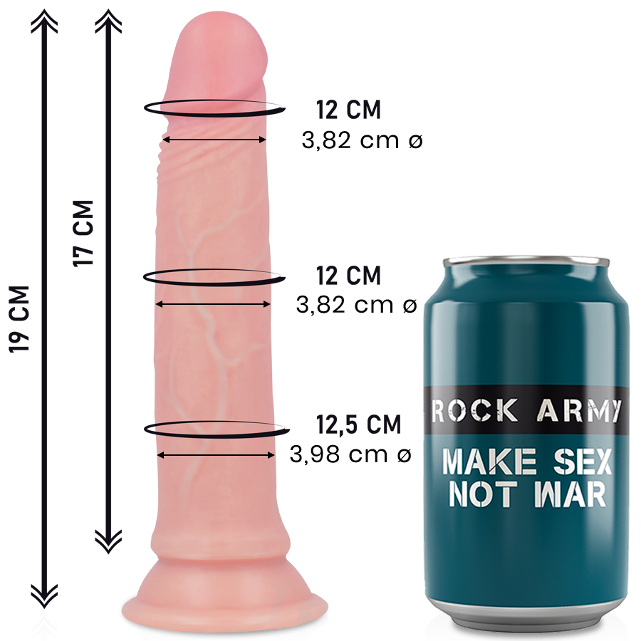 Imagen que nos facilita ROCK ARMY de su producto erótico ROCKARMY - AVENGER DILDO REALISTICO LIQUID SILICONE 19 CM -O- 3.98 CM para nuestra categoría "JUGUETES BIENESTAR |Dildos sin Vibración|Penes realisticos".