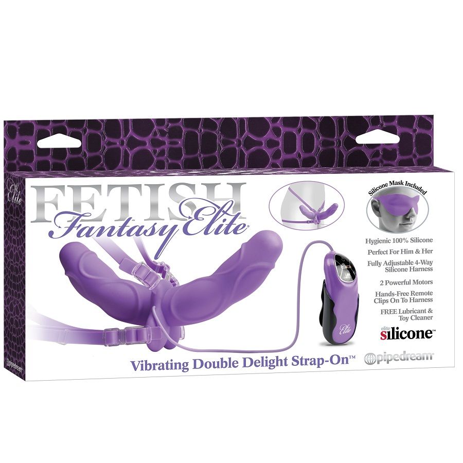 Imagen que nos facilita FETISH FANTASY ELITE de su producto erótico FETISH FANTASY ELITE - DOUBLE ARNÉS DOBLE VIBRADOR LILA 11.5CM para nuestra categoría "JUGUETES BIENESTAR |Arneses|Arneses Dobles".