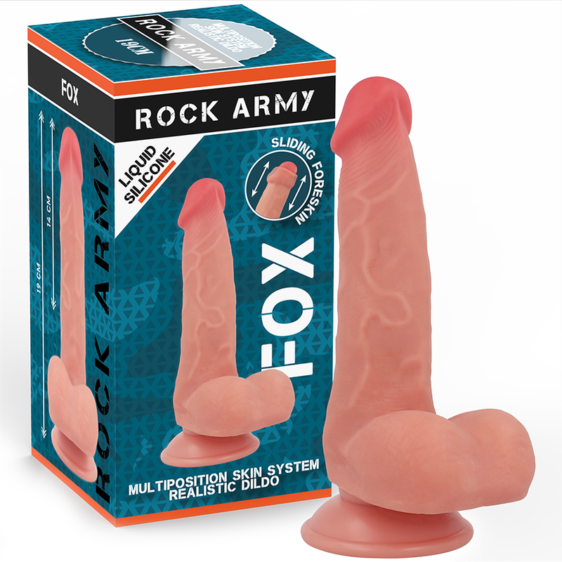 Imagen que nos facilita ROCK ARMY de su producto erótico ROCKARMY - FOX DILDO REALISTA DDUAL DENSITY LIQUID SILICONE 19 CM -O- 3.2 CM para nuestra categoría "JUGUETES BIENESTAR |Dildos sin Vibración|Penes realisticos".