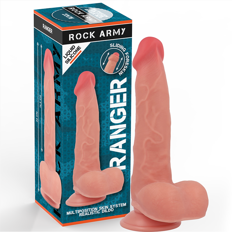 Imagen que nos facilita ROCK ARMY de su producto erótico ROCKARMY - RANGER DILDO REALISTA DUAL DENSITY LIQUID SILICONE 22 CM -O- 3.6 CM para nuestra categoría "JUGUETES BIENESTAR |Dildos sin Vibración|Penes realisticos".