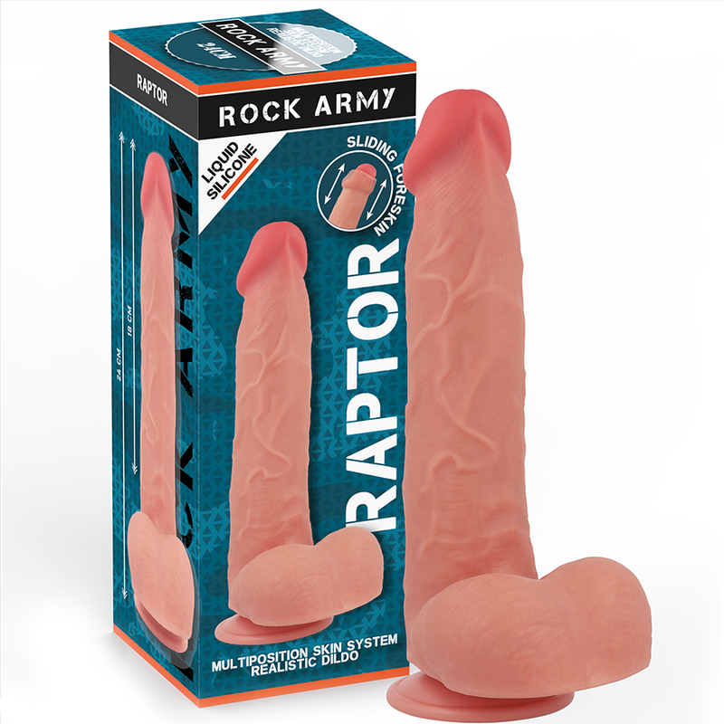 Imagen que nos facilita ROCK ARMY de su producto erótico ROCKARMY - RAPTOR DILDO REALISTA DUAL DENSITY LIQUID SILICONE 24 CM -O- 4.4 CM para nuestra categoría "JUGUETES BIENESTAR |Dildos sin Vibración|Penes realisticos".